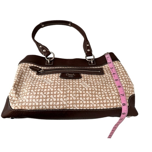 Coach Penelope Op Art Brown Leather Coated Canvas Purse - Picture 8 of 16